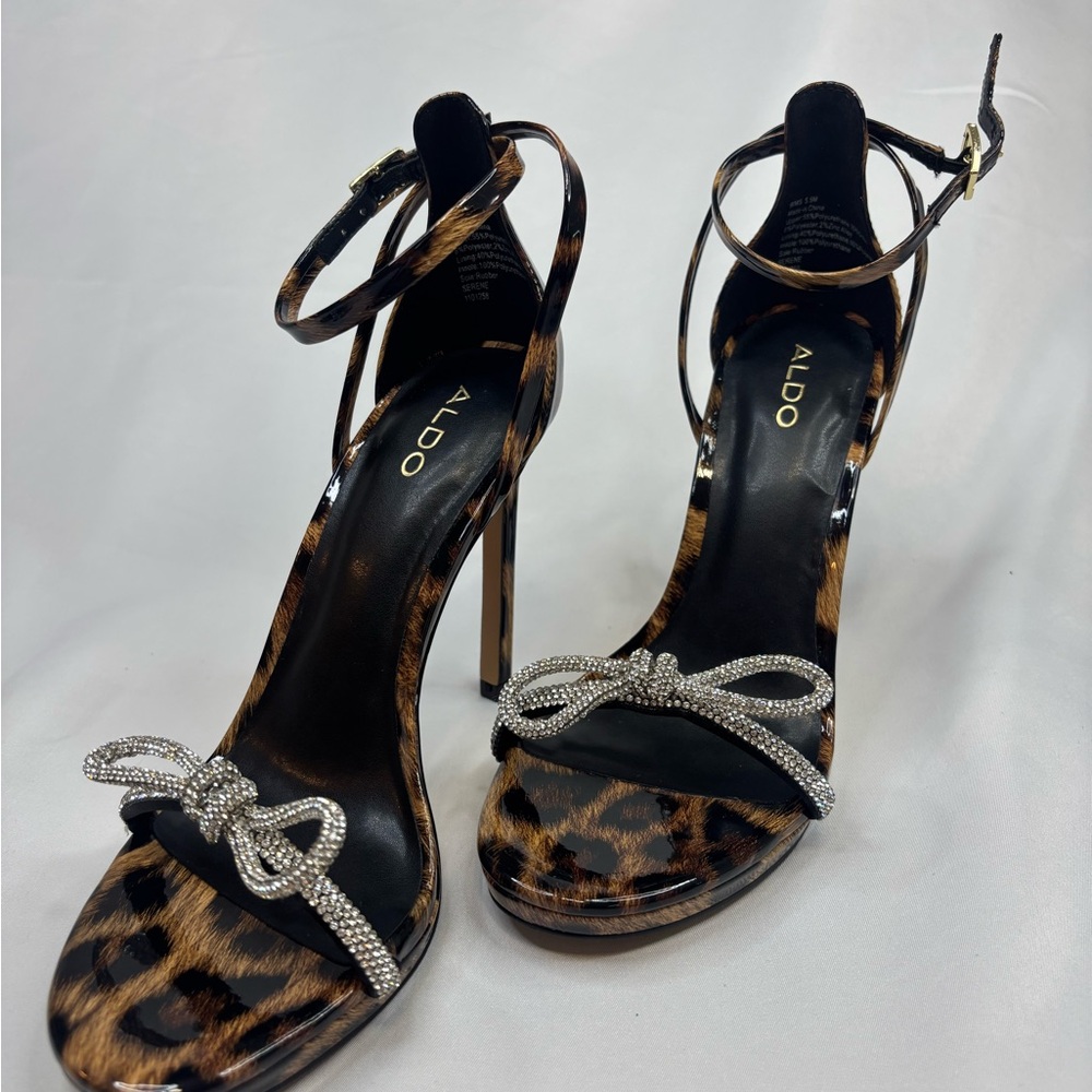 Aldo Animal Print Heels with Sparkling Bow